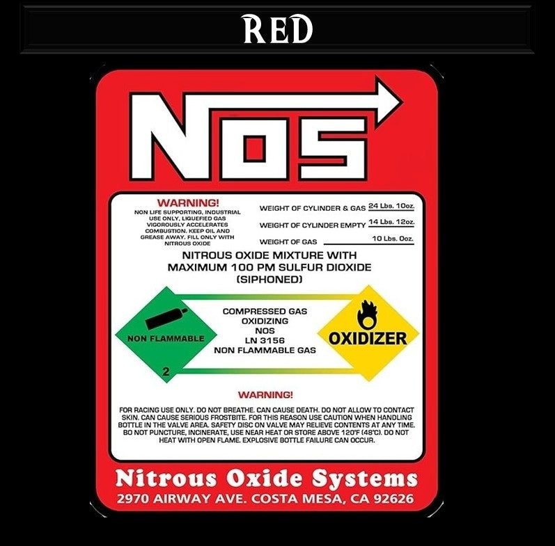 NOS Bottle Nitrous Oxide Racing Label Decals Stickers