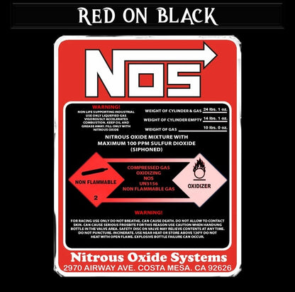 NOS Bottle Nitrous Oxide Racing Label Decals Stickers