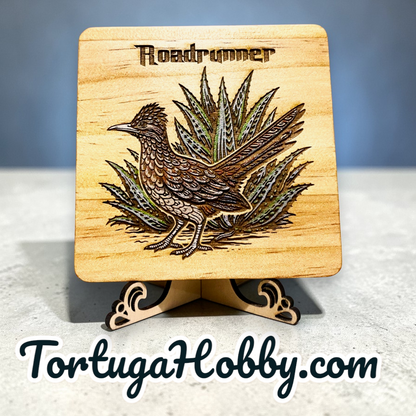 Feathered Friends Engraved and Hand-Painted Wood Bird Coasters