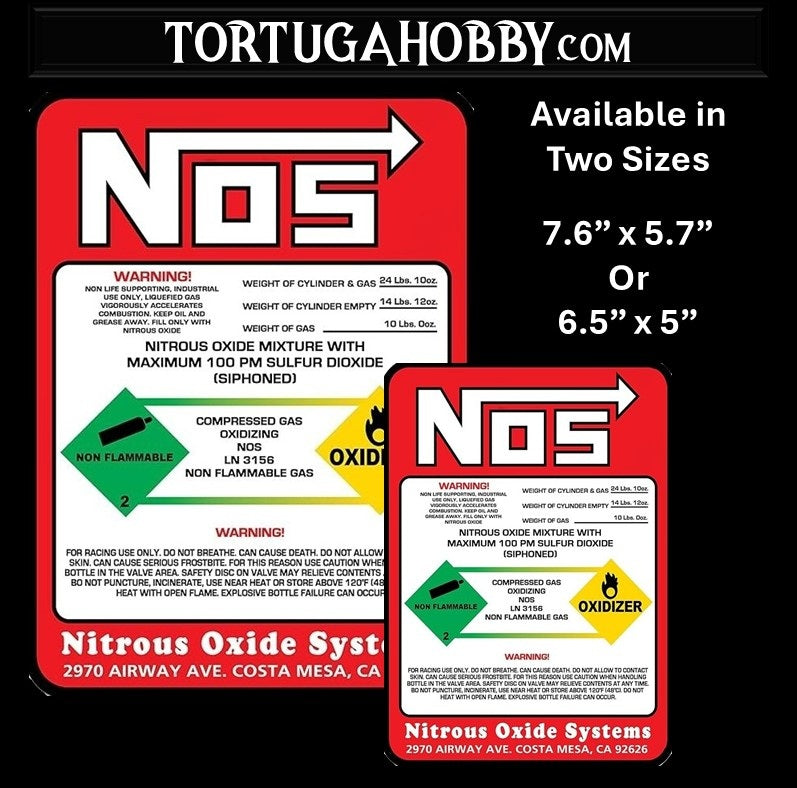 NOS Bottle Nitrous Oxide Racing Label Decals Stickers