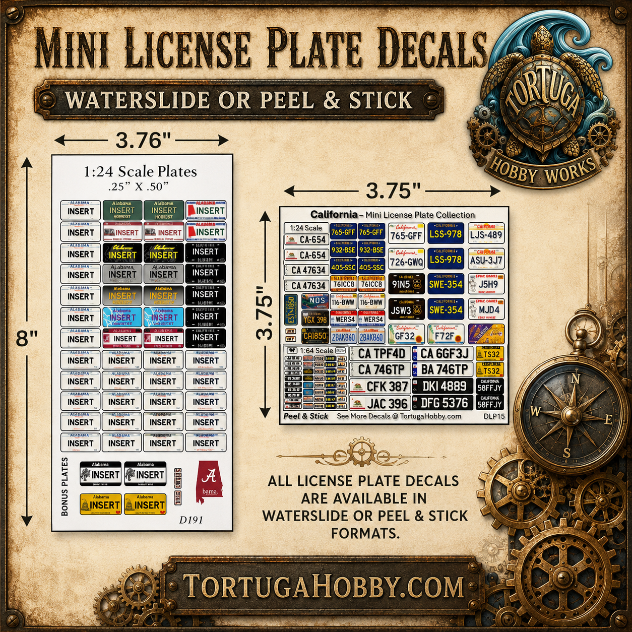 California - 1:18, 1:24, 1:64 & 1:10 Scale License Plates for Diecast or Models (Copy)