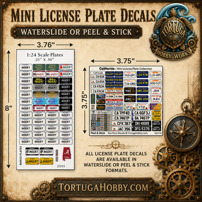 California - 1:18, 1:24, 1:64 & 1:10 Scale License Plates for Diecast or Models (Copy)
