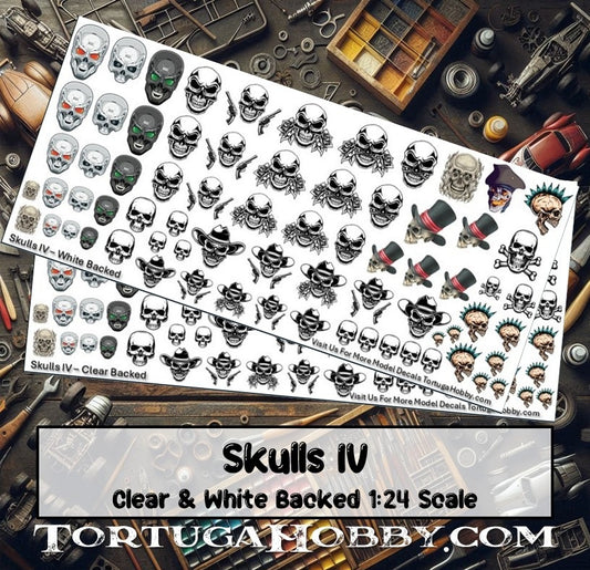 Decals - Skulls IV - Clear Water Slide Decals - 1:24 Scale