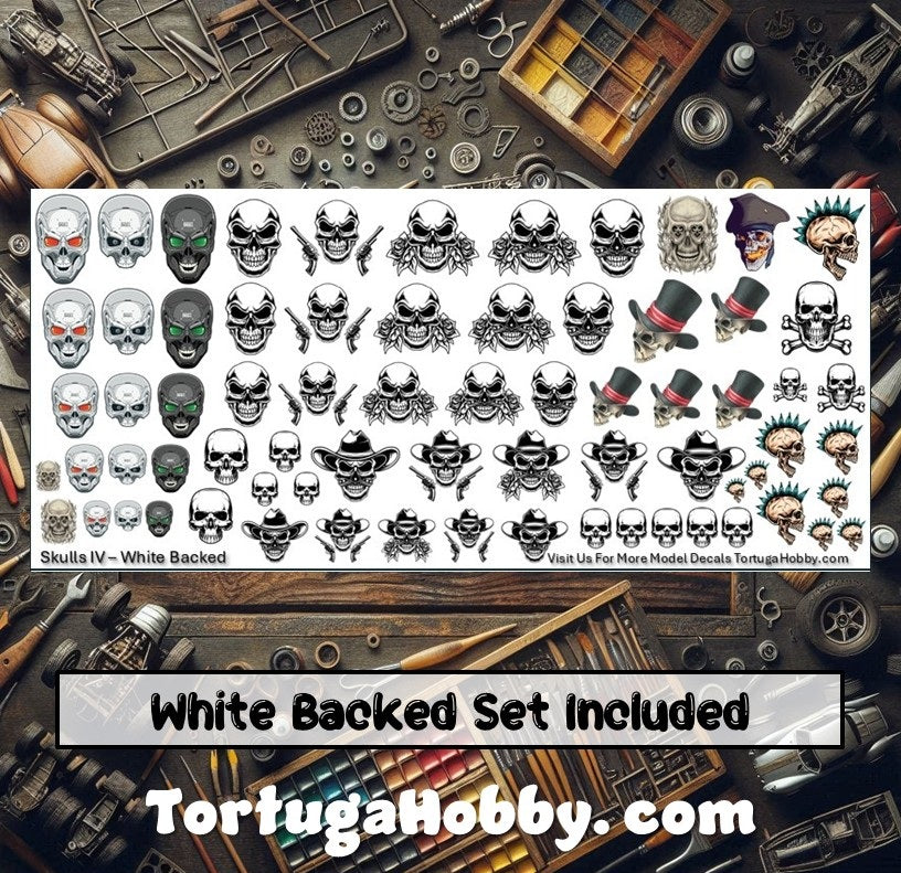 Decals - Skulls IV - Clear Water Slide Decals - 1:24 Scale
