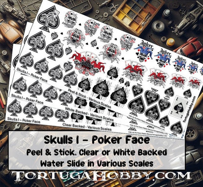 Decals - Skulls I - Poker Face - Decals - 1:24 & Various Scales