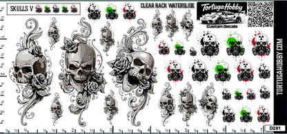 Skulls V - Clear Water Slide Decals - Models, Derby, Dioramas