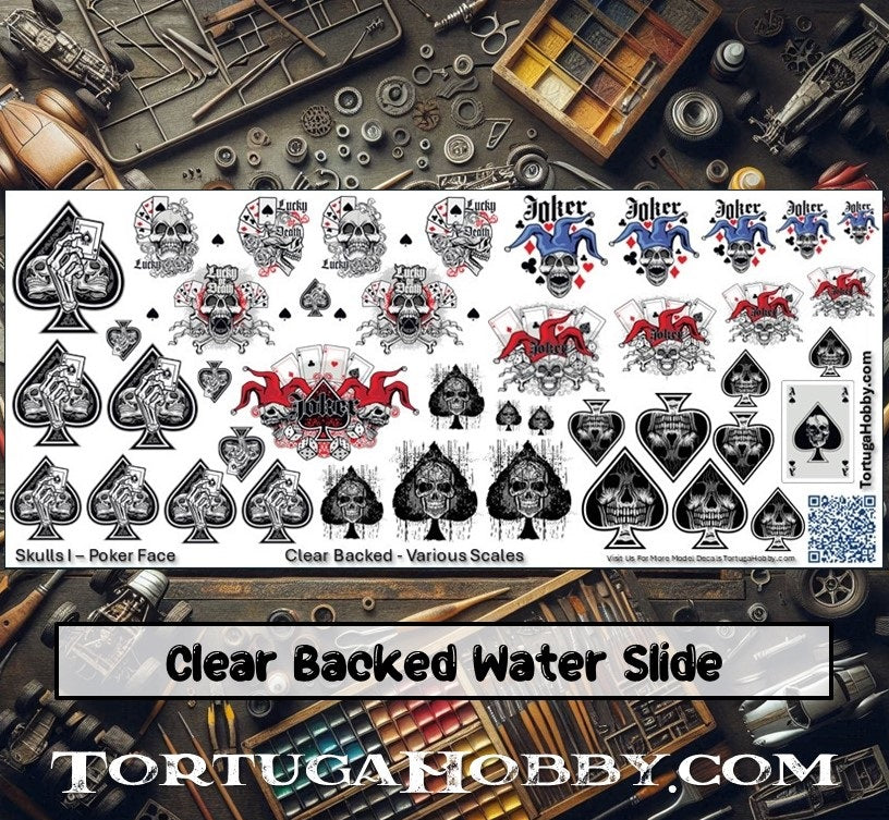 Decals - Skulls I - Poker Face - Decals - 1:24 & Various Scales
