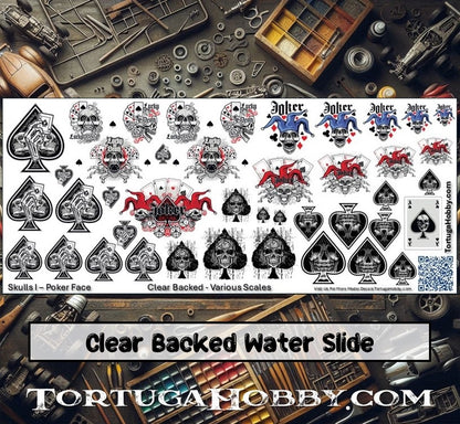 Decals - Skulls I - Poker Face - Decals - 1:24 & Various Scales