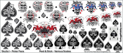 Decals - Skulls I - Poker Face - Decals - 1:24 & Various Scales