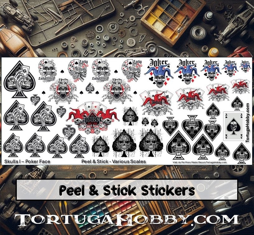 Decals - Skulls I - Poker Face - Decals - 1:24 & Various Scales