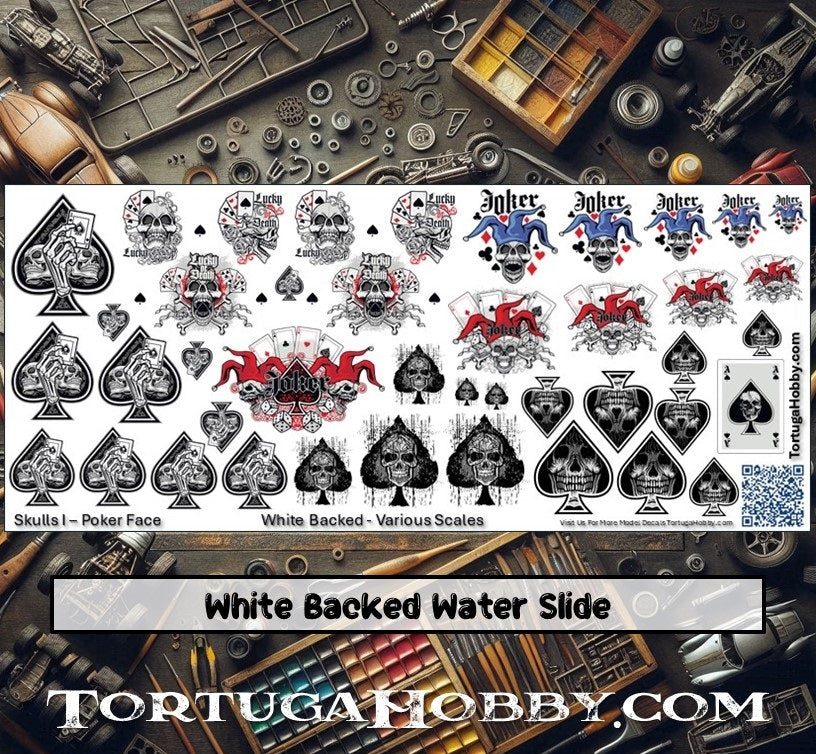 Decals - Skulls I - Poker Face - Decals - 1:24 & Various Scales