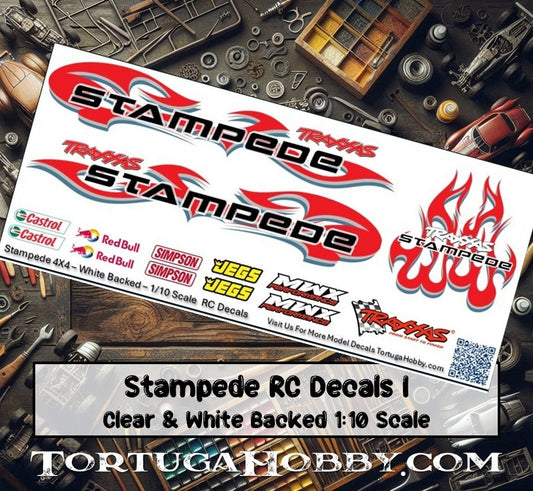 Decals - Stampede RC Decals - Clear & White Water Slide Decals - 1:10 Scale