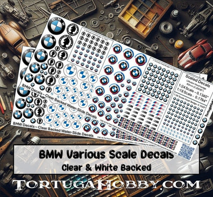 Decals - BMW - Water Slide Decals - 1:64/1:24/1:18 Scale