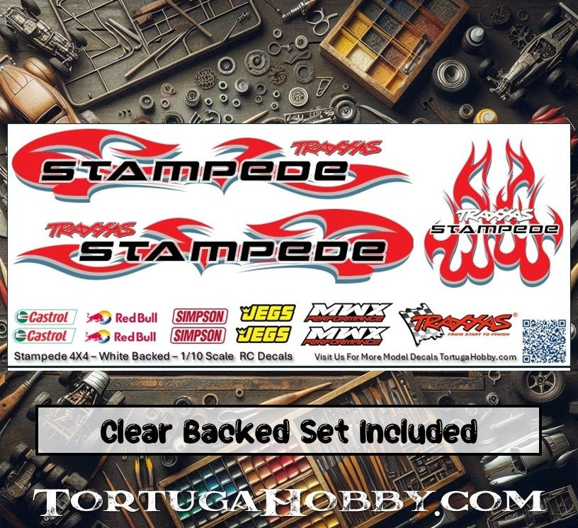 Decals - Stampede RC Decals - Clear & White Water Slide Decals - 1:10 Scale