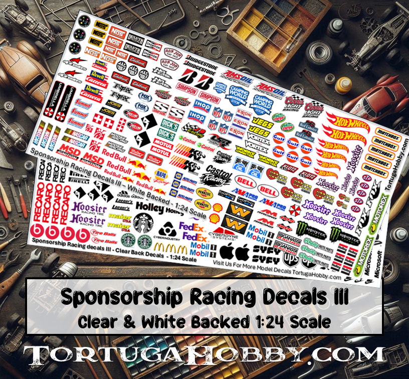 Racing Sponsorship Decals - Models Cars & Derby - 1:24 Scale
