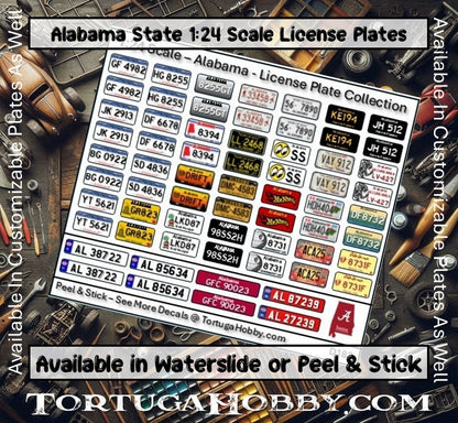 Custom 1:18/1:24 License Plates in Your Favorite State - Get 30+ License Plates