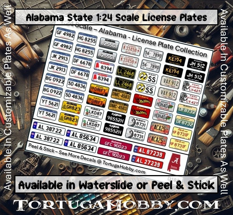 Custom 1:18/1:24 License Plates in Your Favorite State - Get 30+ License Plates