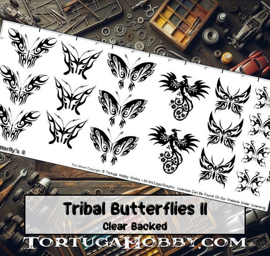 Tribal Butterflies II - Clear Water Slide Decals - Various Scales