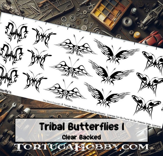 Tribal Butterflies I - Clear Water Slide Decals - Various Scales