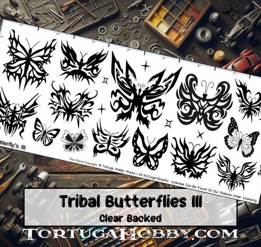 Tribal Butterflies III - Clear Water Slide Decals - Various Scales