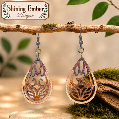 Lute Hand-Painted Wood Earrings