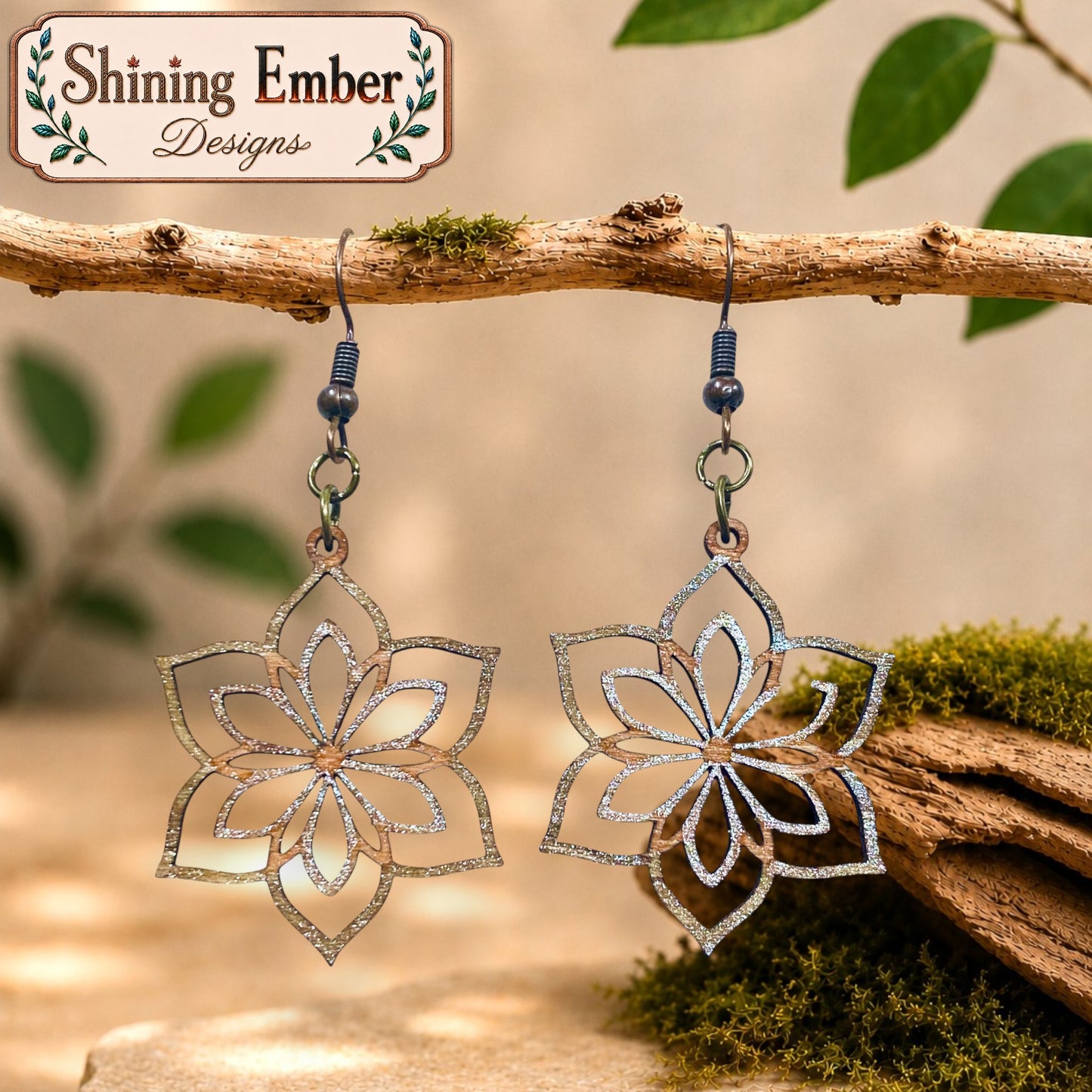 Geometric Hand-Painted Wood Earrings