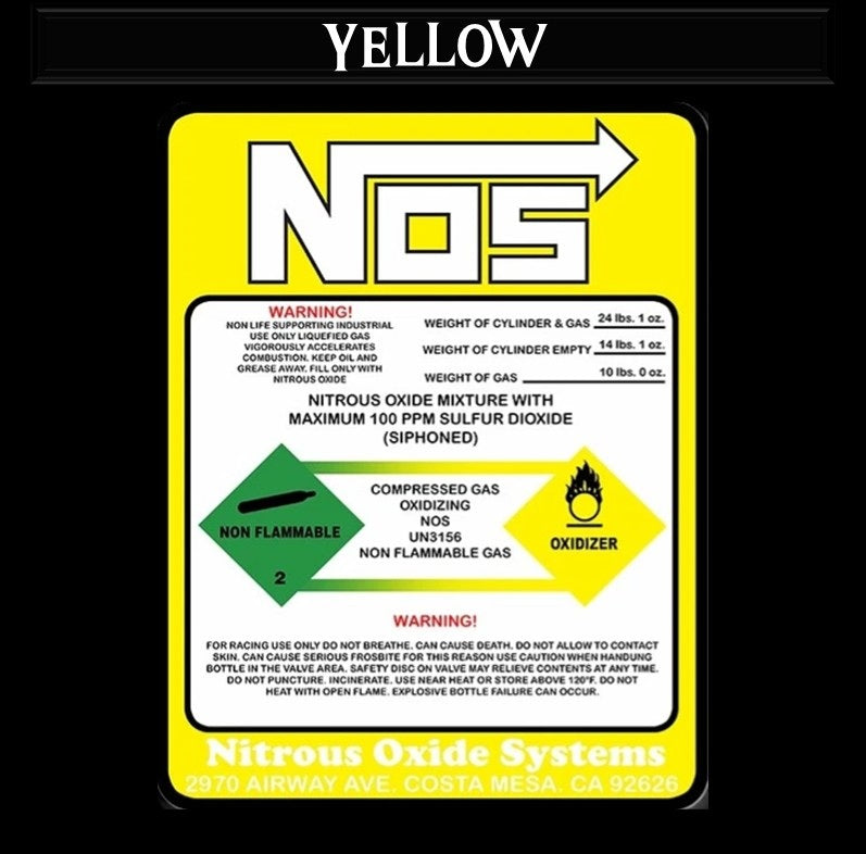 NOS Bottle Nitrous Oxide Racing Label Decals Stickers