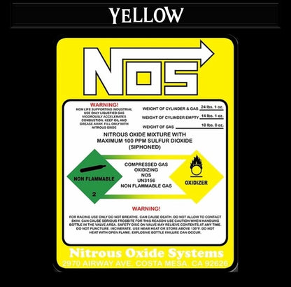 NOS Bottle Nitrous Oxide Racing Label Decals Stickers