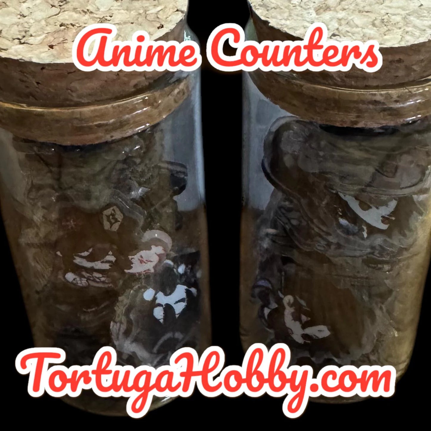 30pc Anime Game Counters: Anime Coins in Glass Tube
