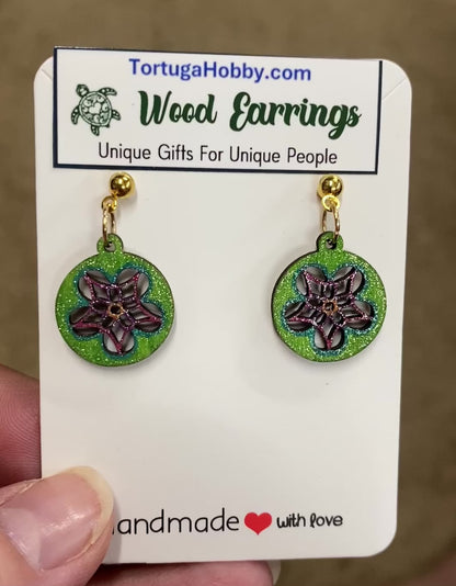 'Periwinkle' Hand-Painted Wood Earrings