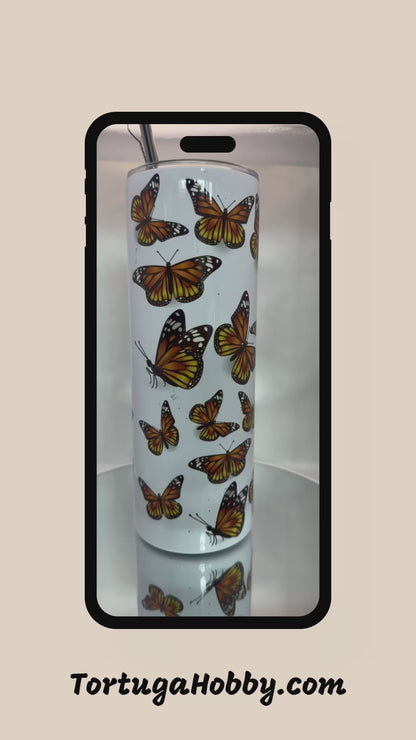 Tumblers - Monarch Butterflies - Thin Stainless Steel 20oz Tumbler