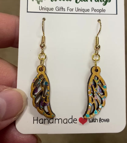 Wing Hand-Painted Wood Earrings