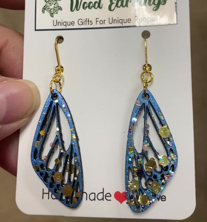 Butterfly Hand-Painted Wood Earrings