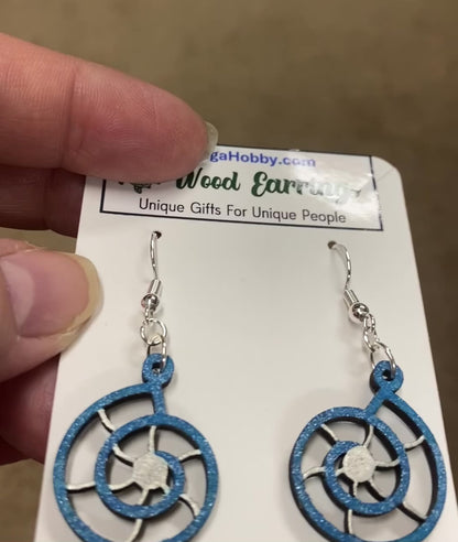 Nautilus-Inspired Hand-Painted Wood Earrings