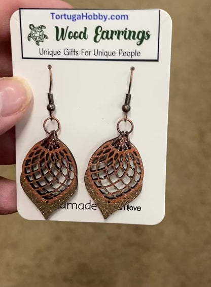 Lantern Hand-Painted Wood Earrings