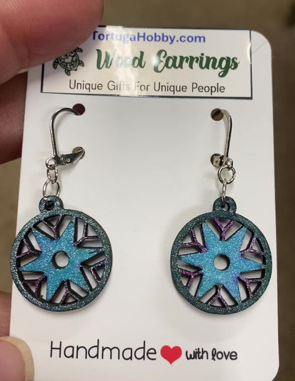 Mandala Hand-Painted Wood Earrings