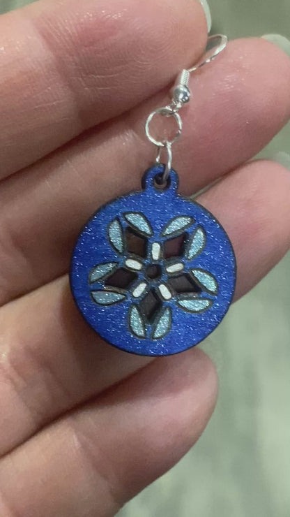 'Periwinkle' Hand-Painted Wood Earrings