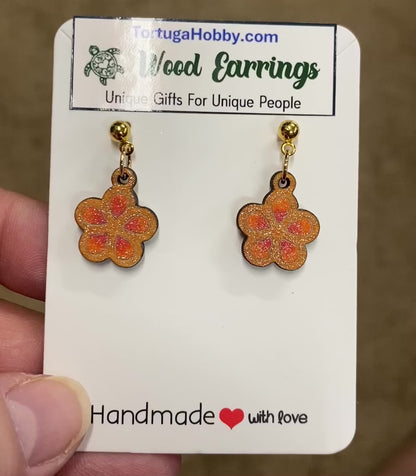 Plumeria Hand-Painted Wood Earrings