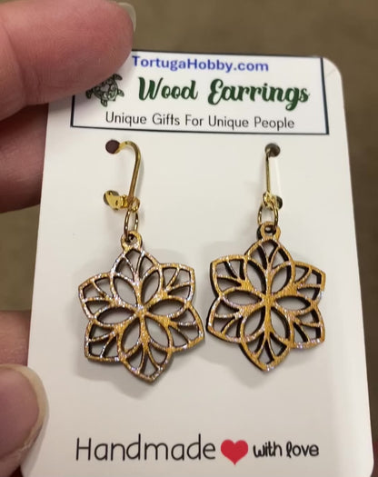 Geometric Hand-Painted Wood Earrings