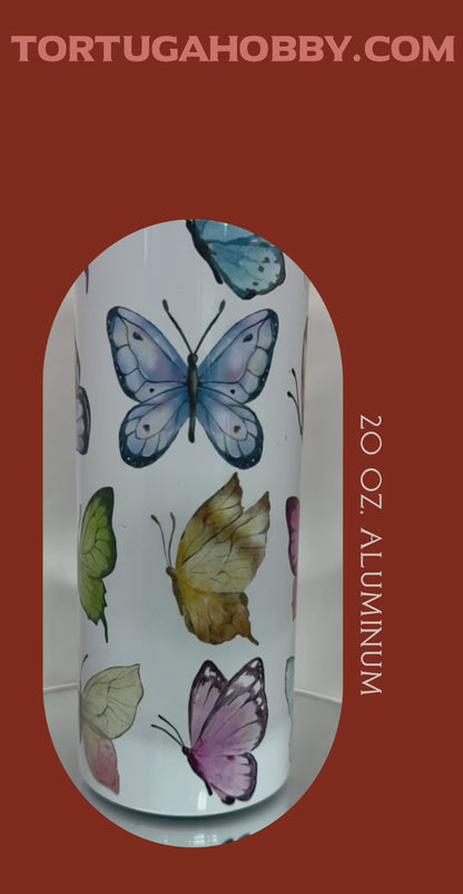 Tumblers - Colorful Butterflies - Thin Stainless Steel 20oz Tumbler
