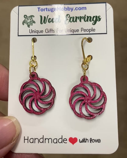 Swirl Hand-Painted Wood Earrings